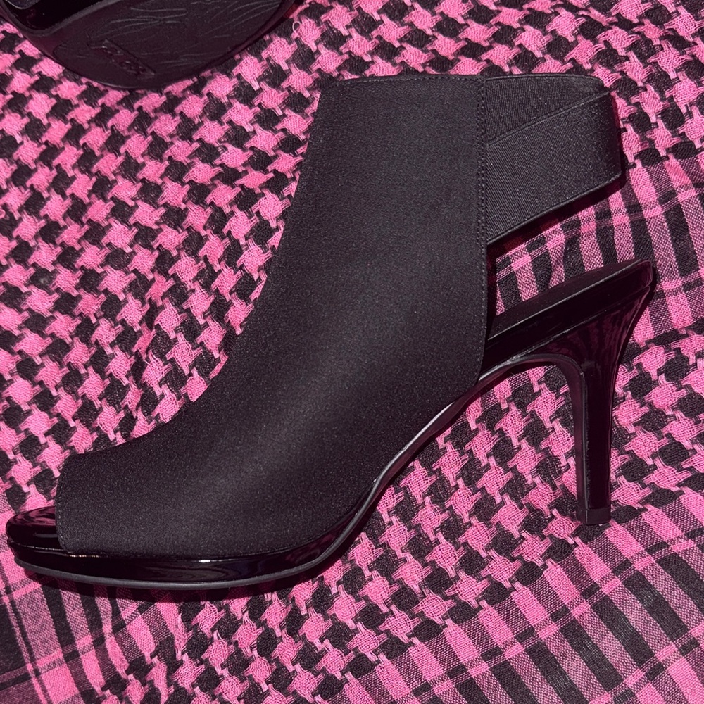 Life Stride Velocity Memory Foam Black Women's Heels Size 9.5 Peep Toe Booties - Picture 6 of 15
